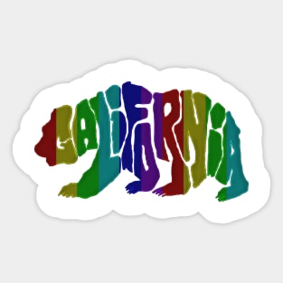 Rainbow colored California Grizzly Bear Sticker